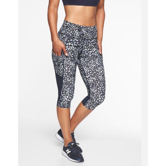 Athleta Spotty Up for Anything Crop High Rise Tight Leggings Navy Size S - Picture 1 of 10